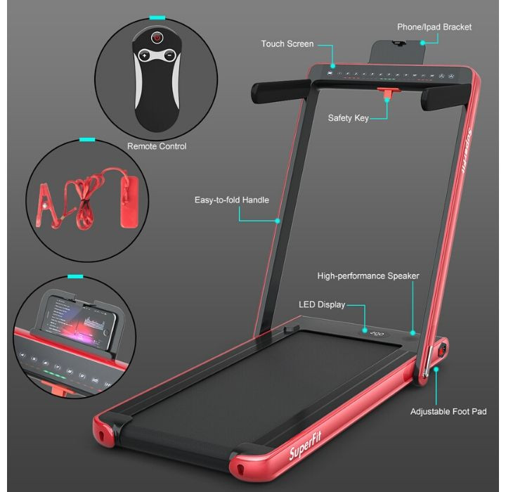 SuperFit 2.25HP 2in1 Dual Display Folding Treadmill